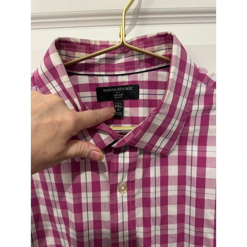 BANANA REPUBLIC Men's Long Sleeve Shirt XXL 2XL 18-18 1/2 36in. Violet Blue Sexy